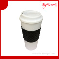 16oz Plastic coffee mug rubber lid